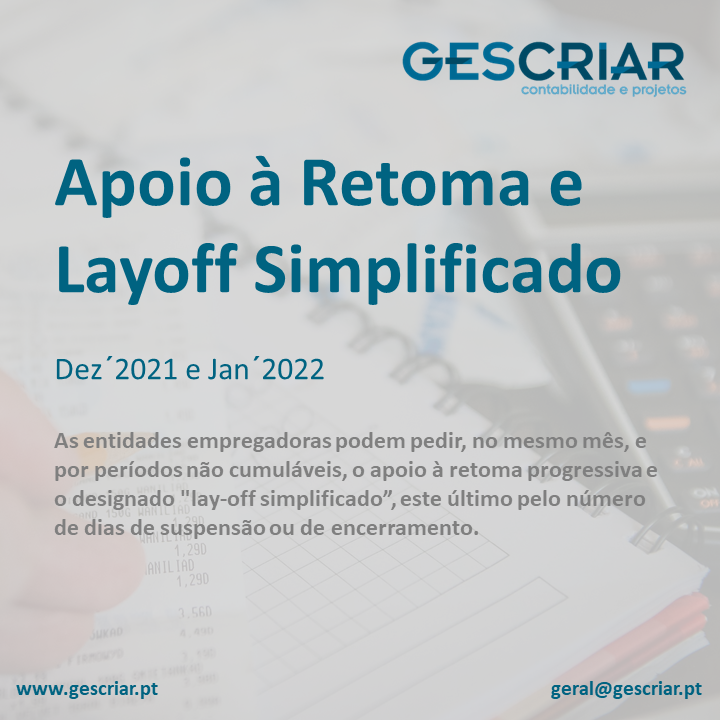 apoio à retoma e layoff simplificado
